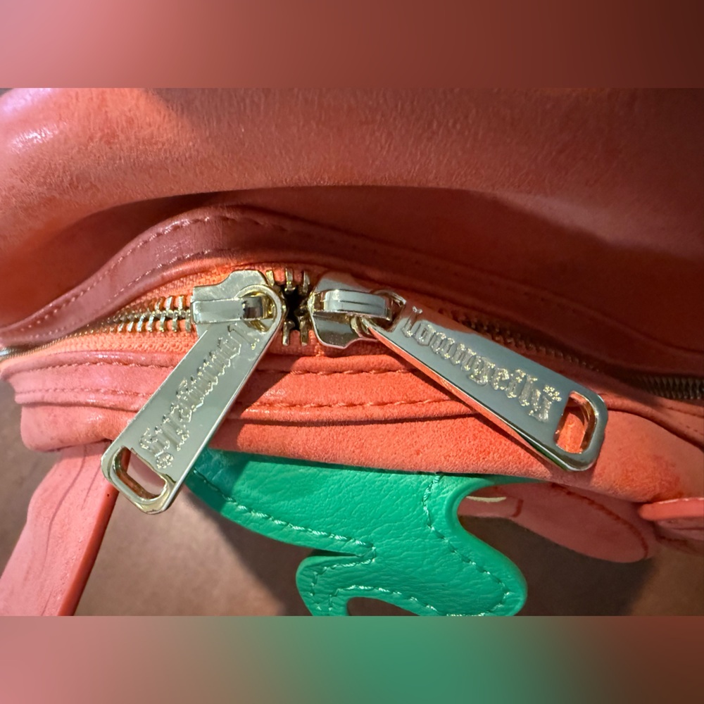 Loungefly Pumpkin Mickey Mini Backpack in Orange with Green Leaf - Picture 5 of 9